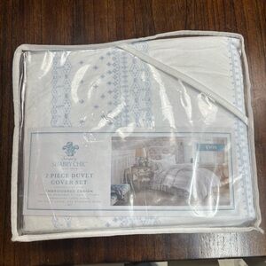 simply shabby chic 2 piece duvet cover set twin white blue embroidered